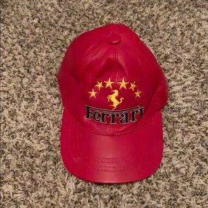 Red Leather Ferrari Hat